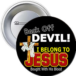 'Back Off Devil!' Button Design