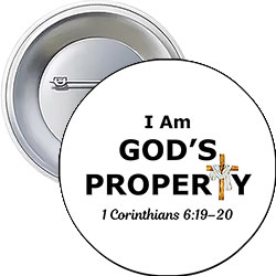 'I Am God's Property' Button Design